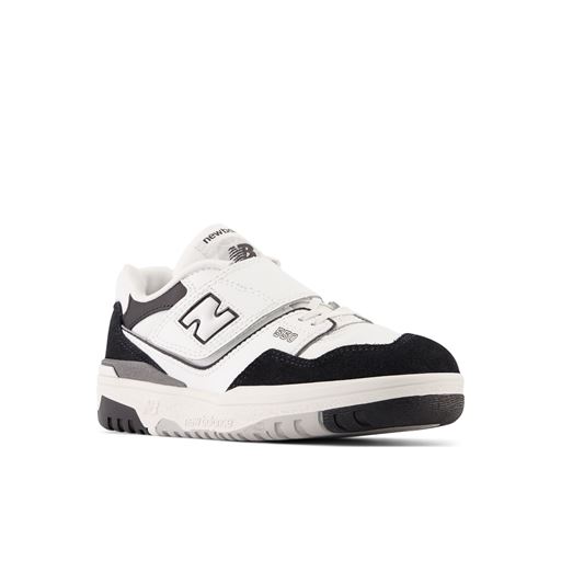New Balance 550 Bungee Lace W/ Top Strap Sneakers, White/Black, 34.5