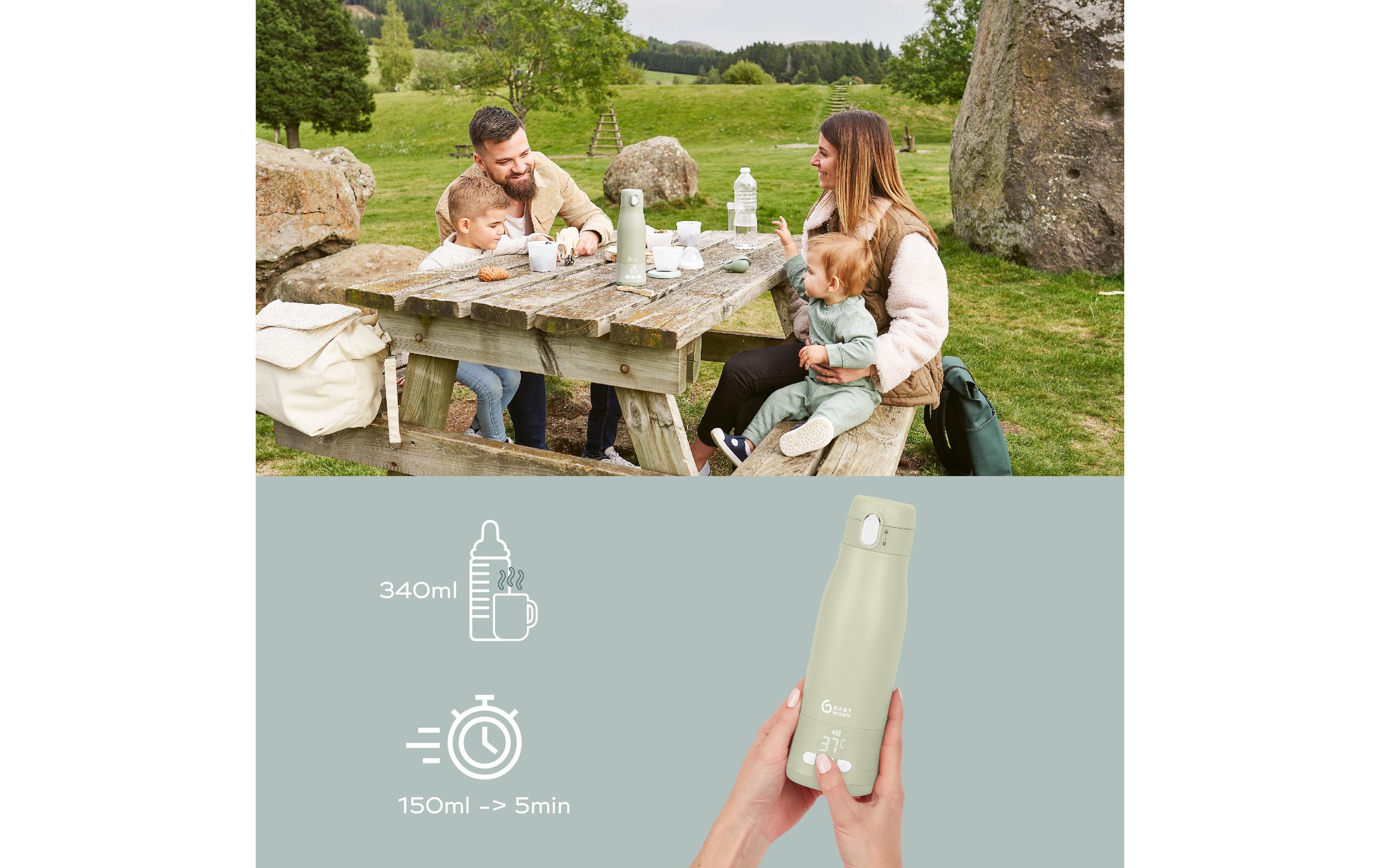 Flaschenwärmer Moov & Feed Sage GreenPortabler Schoppenwärmer aus Edelstahl