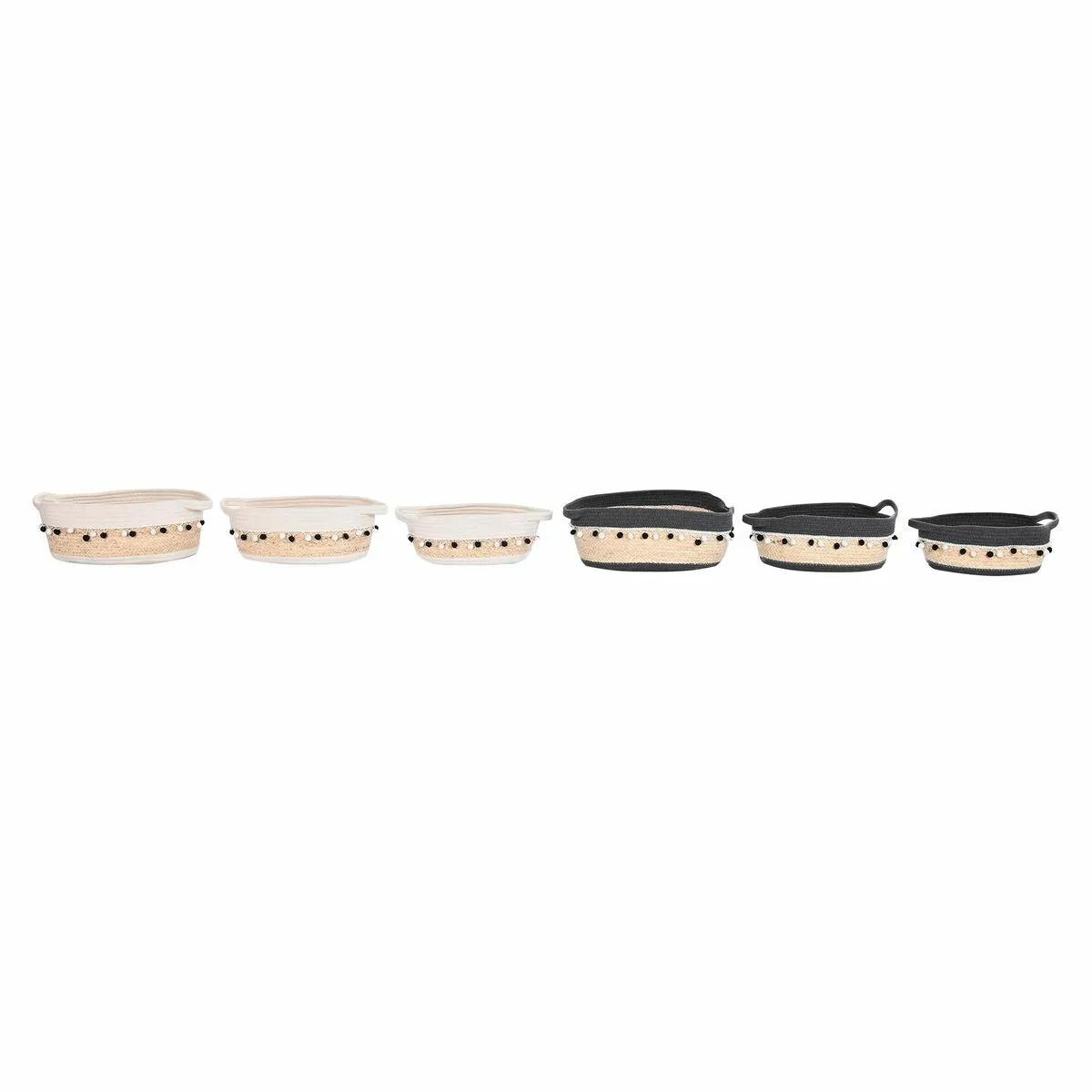 DKD Home Decor Set de paniers - Gris et Blanc