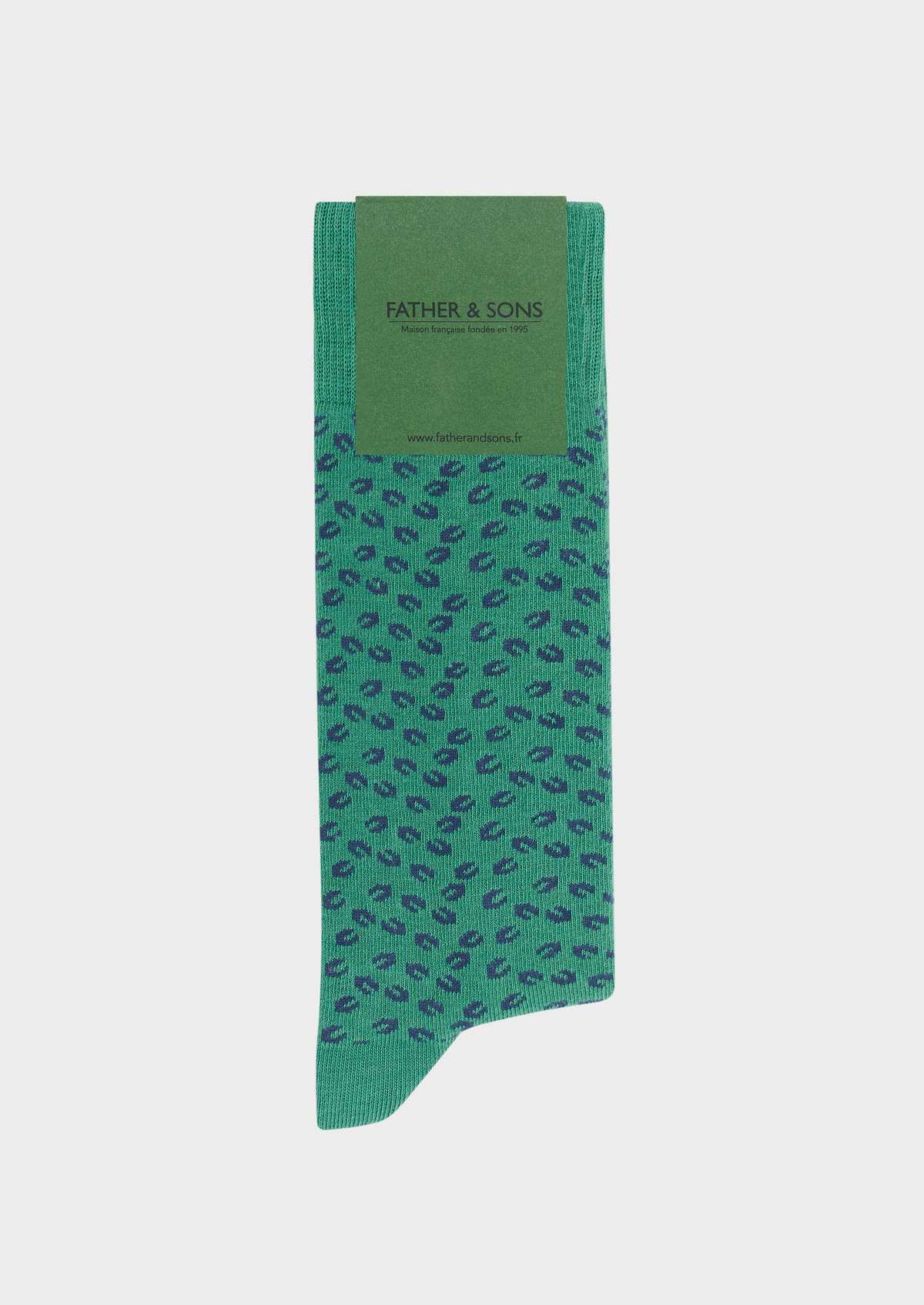 Chaussettes en coton bio mélangé vert à motif fantaisie bleu ardoise