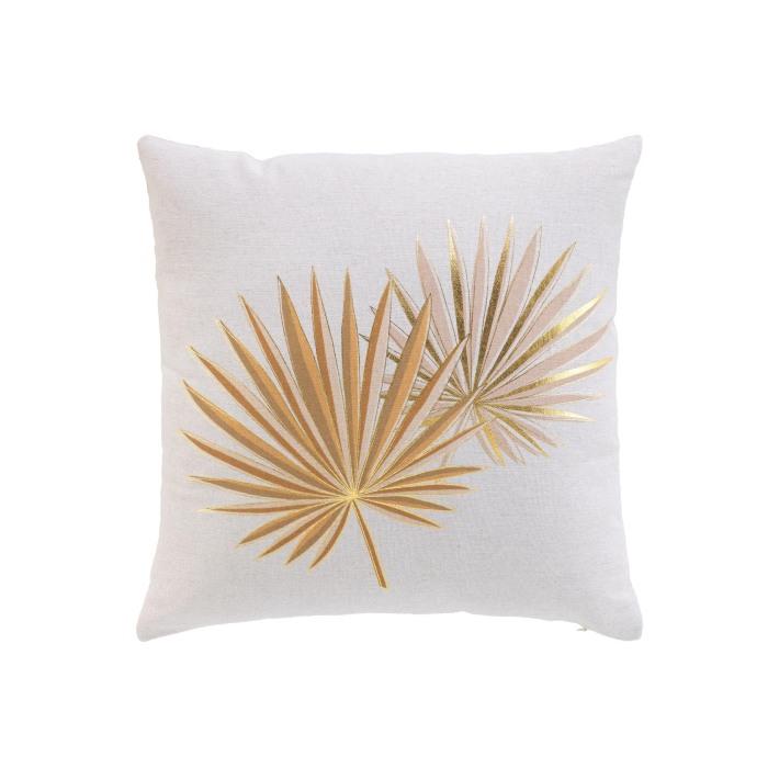 COUSSIN 45X45CM IMPRIME METAL LOTUS OCRE