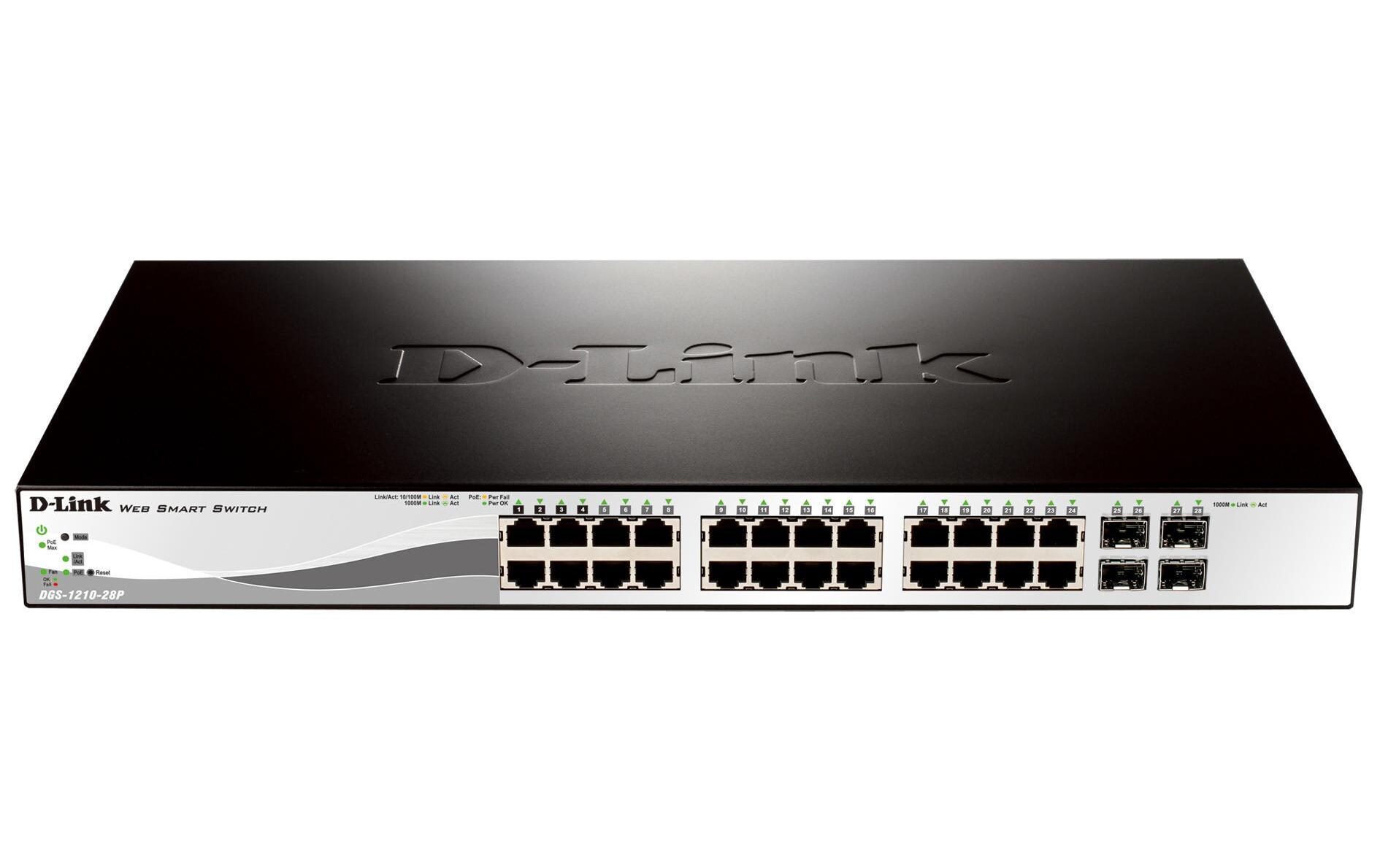 PoE Switch DGS-1210-28P 28 Port<br>28-Port-Managed-Gigabit-Switch mit PoE und 4 x Gigabit RJ45/SFP Combo ports
