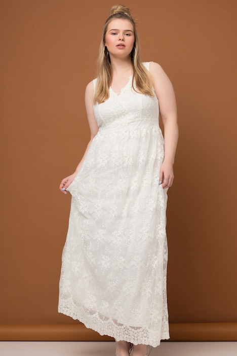 Hochzeitskleid, Spitze, V-Ausschnitt, ärmellos