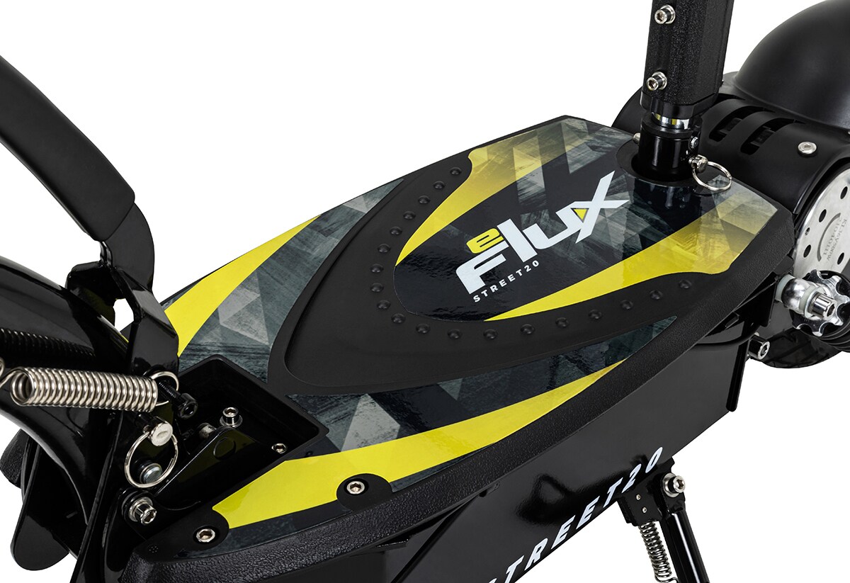 eFlux Street 20 E-Scooter mit Straßenzulassung, 20 km/h, 500 Watt, Elektroroller mit Sitz, klappbar (Schwarz)