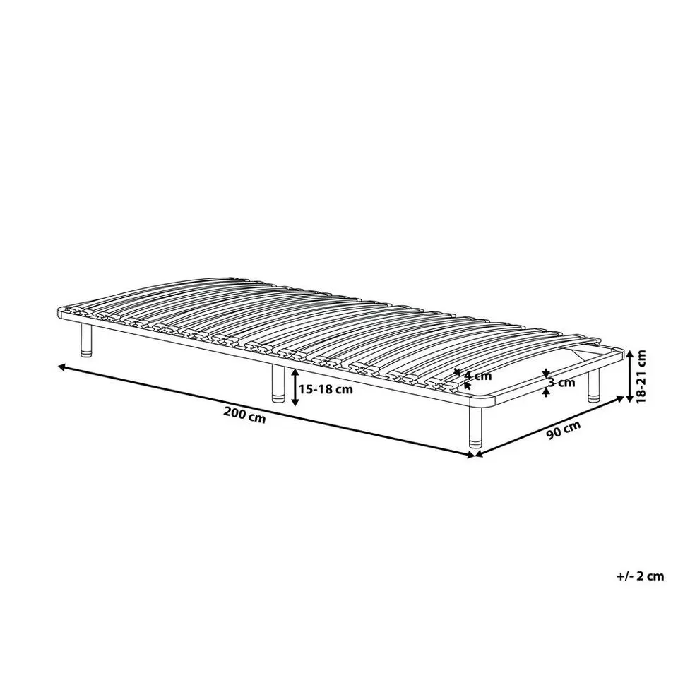 BASIC - Vrijstaande lattenbodem - Zwart - 90 x 200 cm - Staal