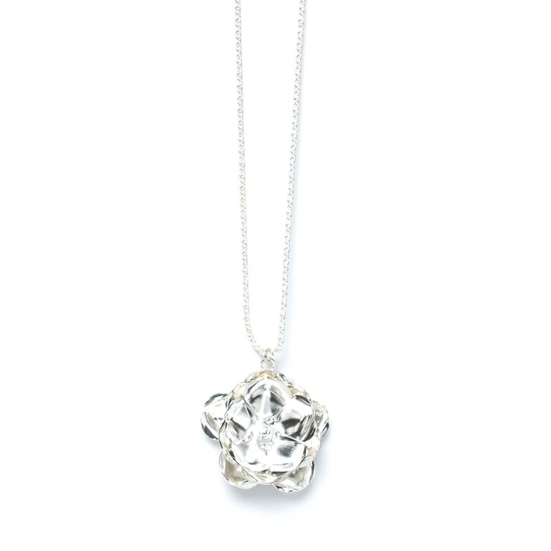 sautoir fleur plaqué argent - AGLAÉ