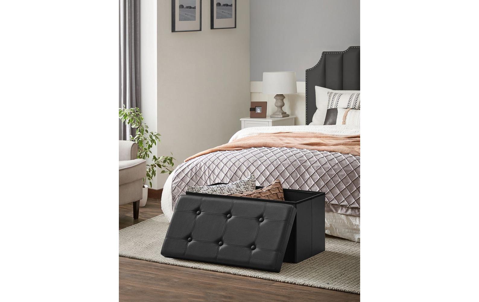 Sitztruhe mit Aufbewahrung 76 x 38 cm, SchwarzTruhenbank