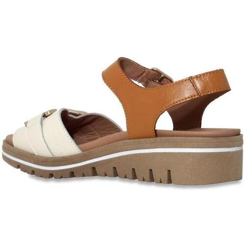 Piesanto - SANDALIA PIEL CUÑA MUJERMARRON 230786 Blanco
