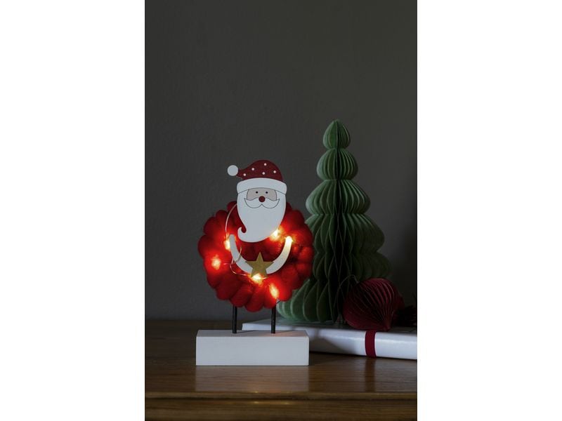 Konstsmide LED-Figur Santa, Holz & Baumwolle, 6 LED Tischdekoration