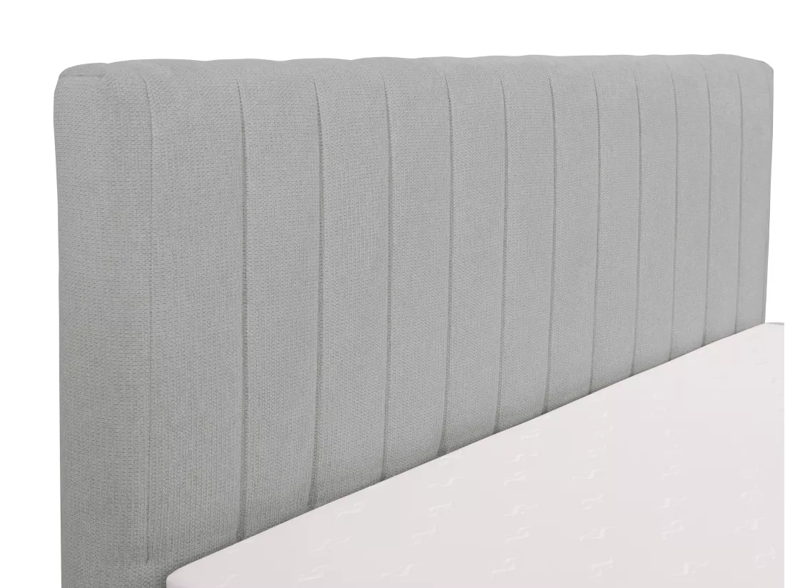Ensemble complet literie déco tête de lit + sommiers coffre et tiroir + matelas + surmatelas - 160 x 200 cm - Tissu - Gris - ARAO de YSMÉE