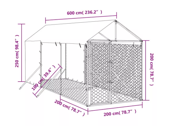 Chenil cage enclos pac argenté 2 x 6 x 45414 cm 02_0041897