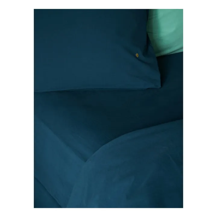La cerise sur le gâteau Drap-housse Celeste en coton bio | Bleu canard