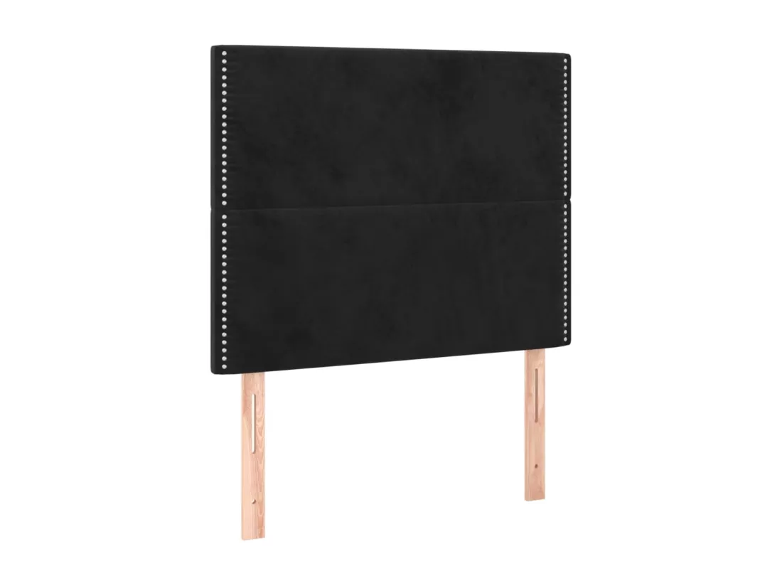 Sommier tapissier avec matelas et LED Noir 90x190 cm Velours
