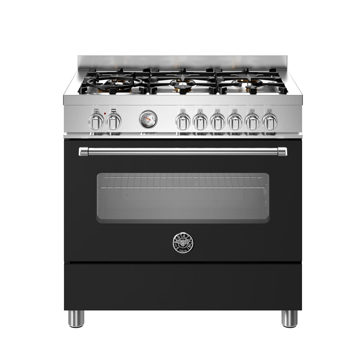 Bertazzoni MAS96L1ENET Master gasskomfyr 90 cm med enkeltovn og 6 brennere, mattsvart