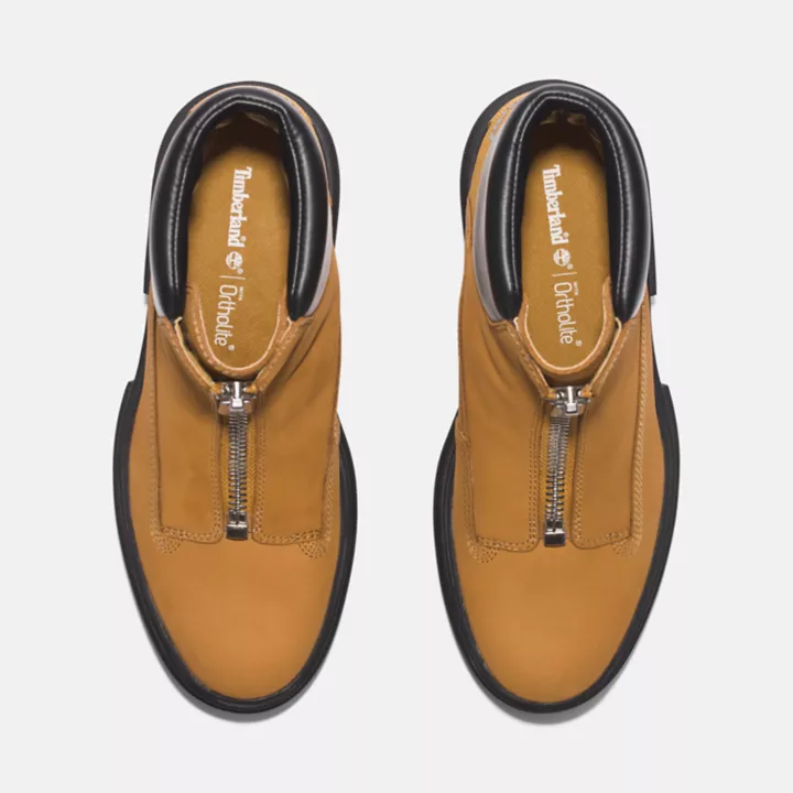 Bota feminina Everleigh com zíper frontal na cor amarela.