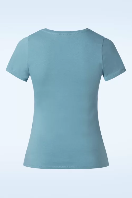 Queen Kerosin Heavenly Valley t-shirt in rookblauw