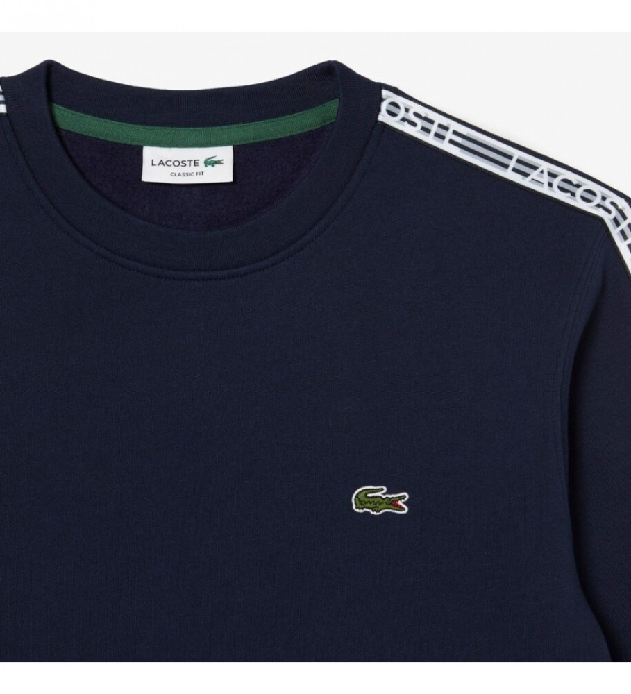 Moletom de flanela Lacoste com logo listrado em azul marinho