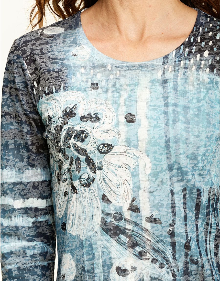 T-shirt en devoré bleu