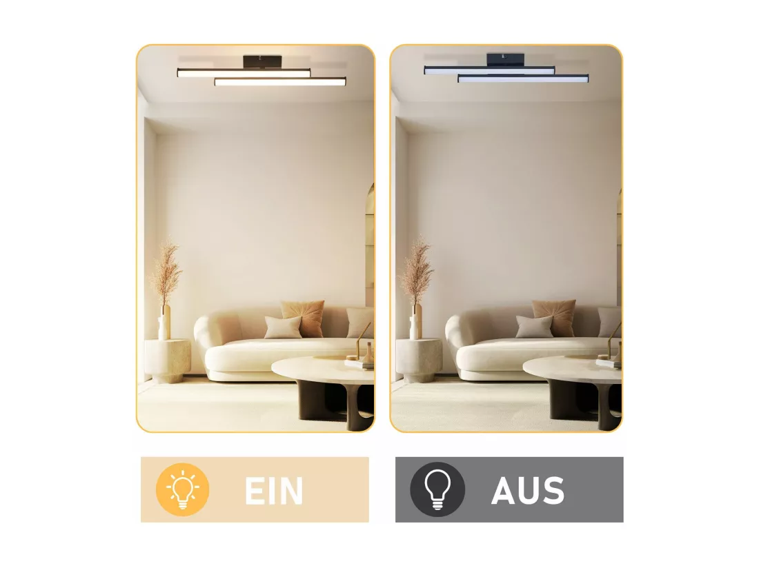 NETTLIFE Plafonnier LED salon moderne noir 24W 3000K blanc chaud chambre LED intégré en permanence