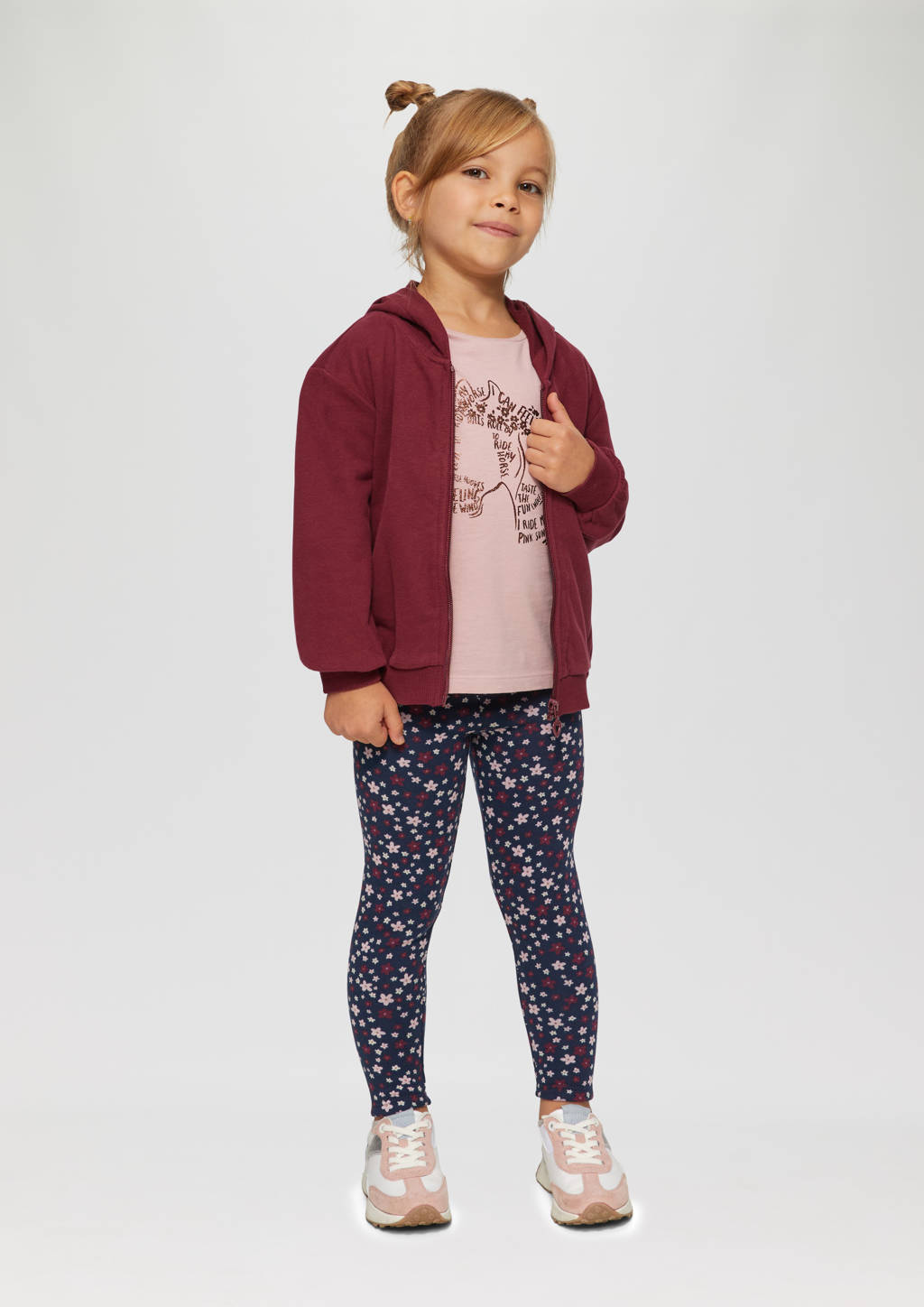 s.Oliver gebloemde legging donkerblauw/roze