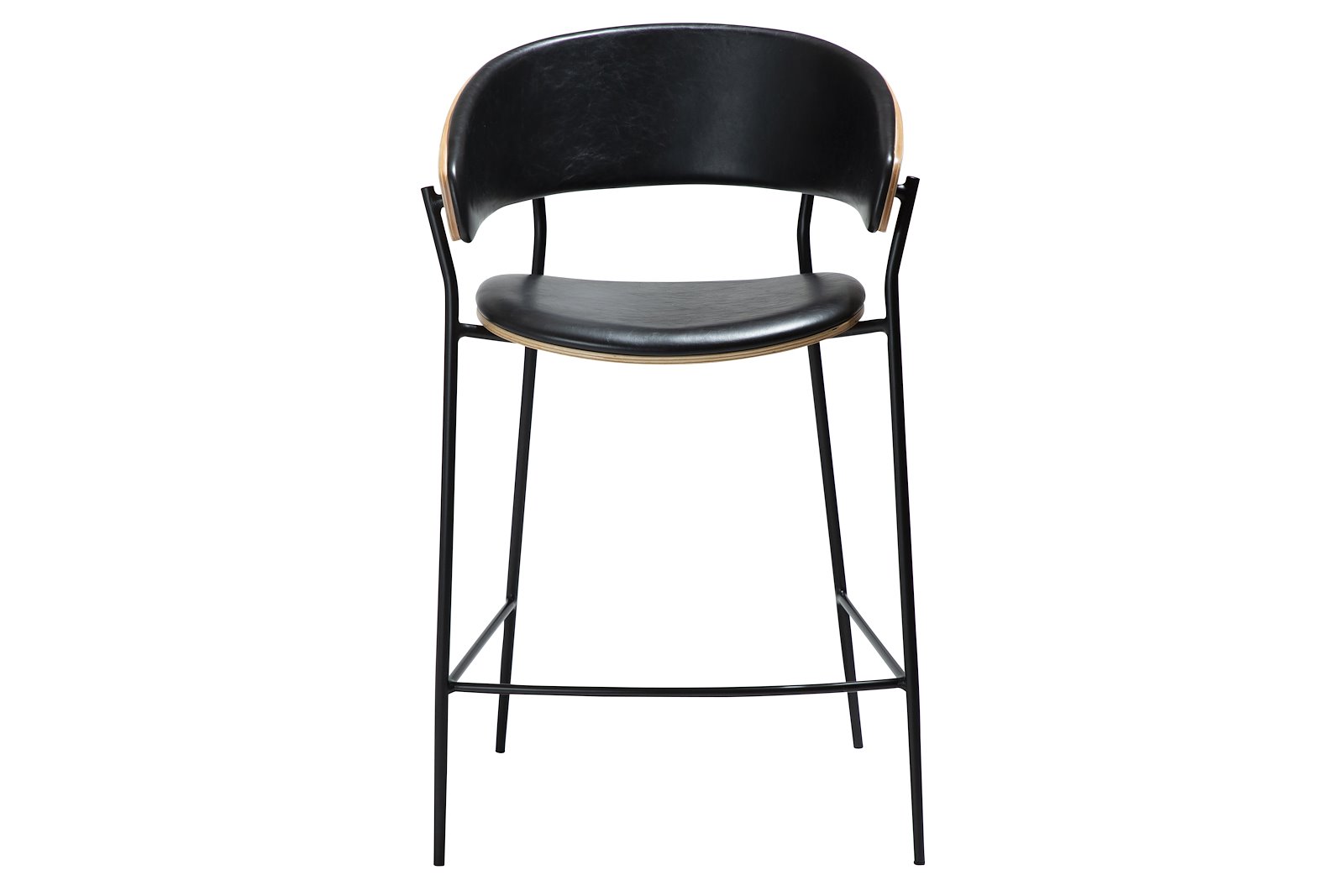 Crib counterstol Med arm. Sort PU med eikefinér rygg og sorte ben