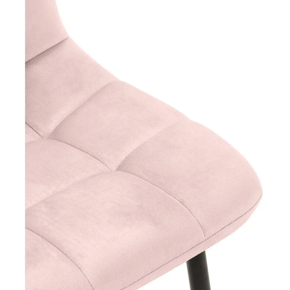 CLP Eetkamerstoel Antibes zwart Frame - Fluweel - roze