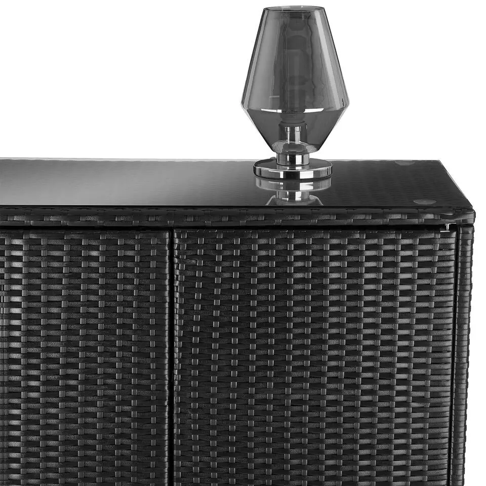 tectake Wicker tuinkast Monza, aluminium frame, 4 vakken, Zwart