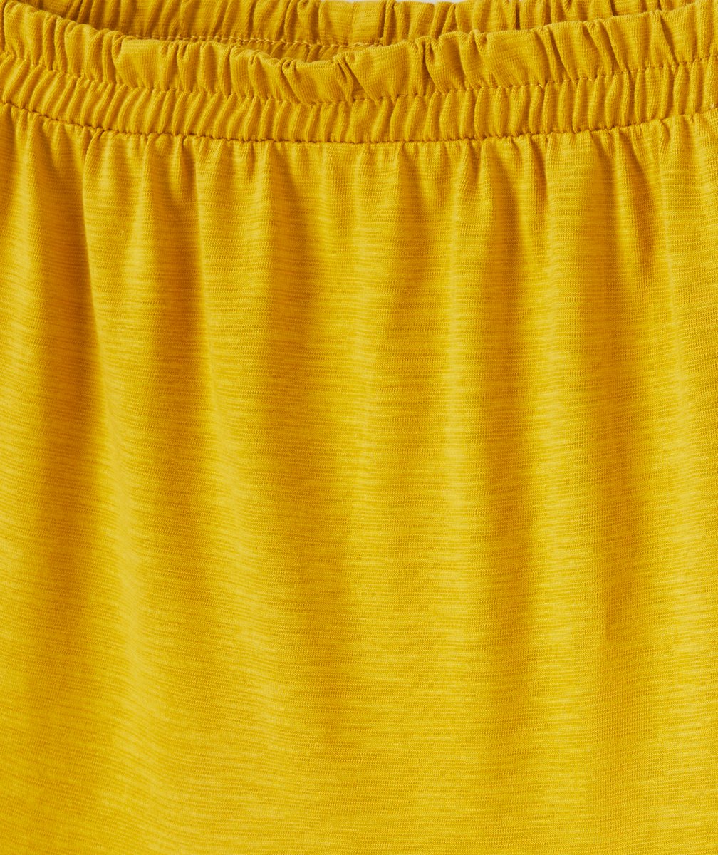JUPE LONGUE À VOLANTS FILLE EN COTON JAUNE MOUTARDE