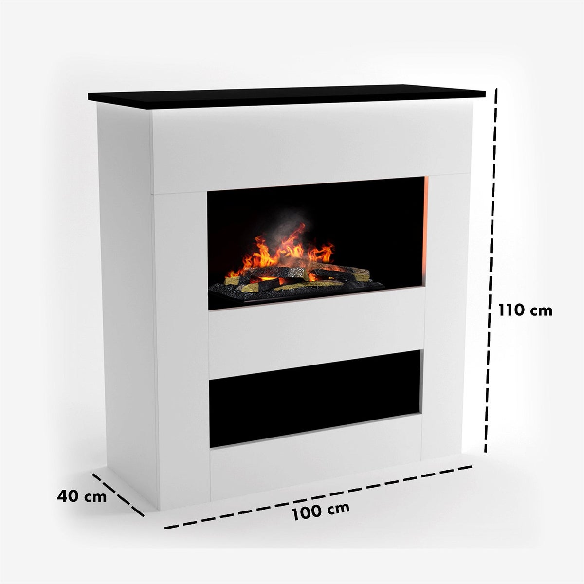 GLOW FIRE Elektrische haard 'Brecht' | Waterdamphaard met OMC 600 inclusief hout in wit | HxBxD: 110x100x50 cm