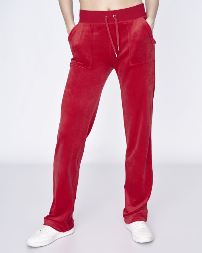 Juicy Couture Del Ray Classic Velour Pant Pocket Design Astor red