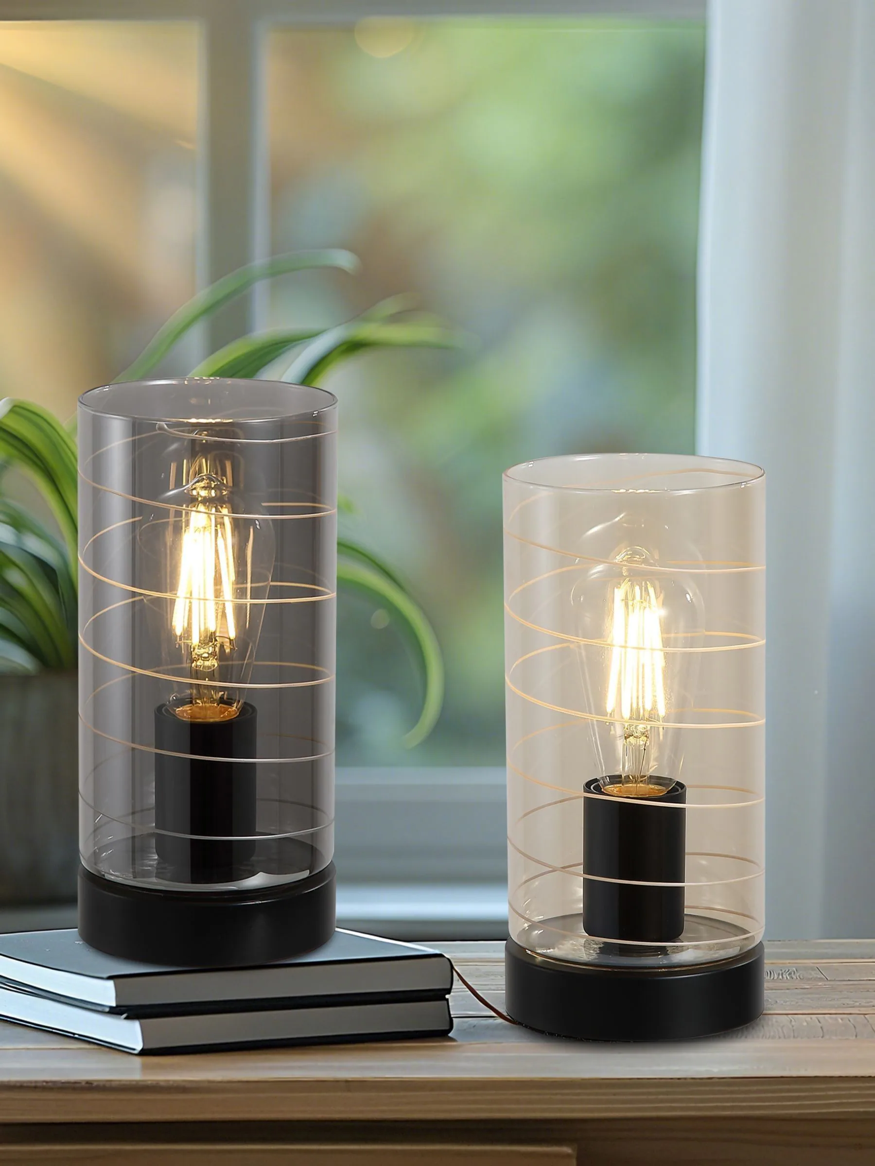 Searchlight 1 Light Glass Table Lamp