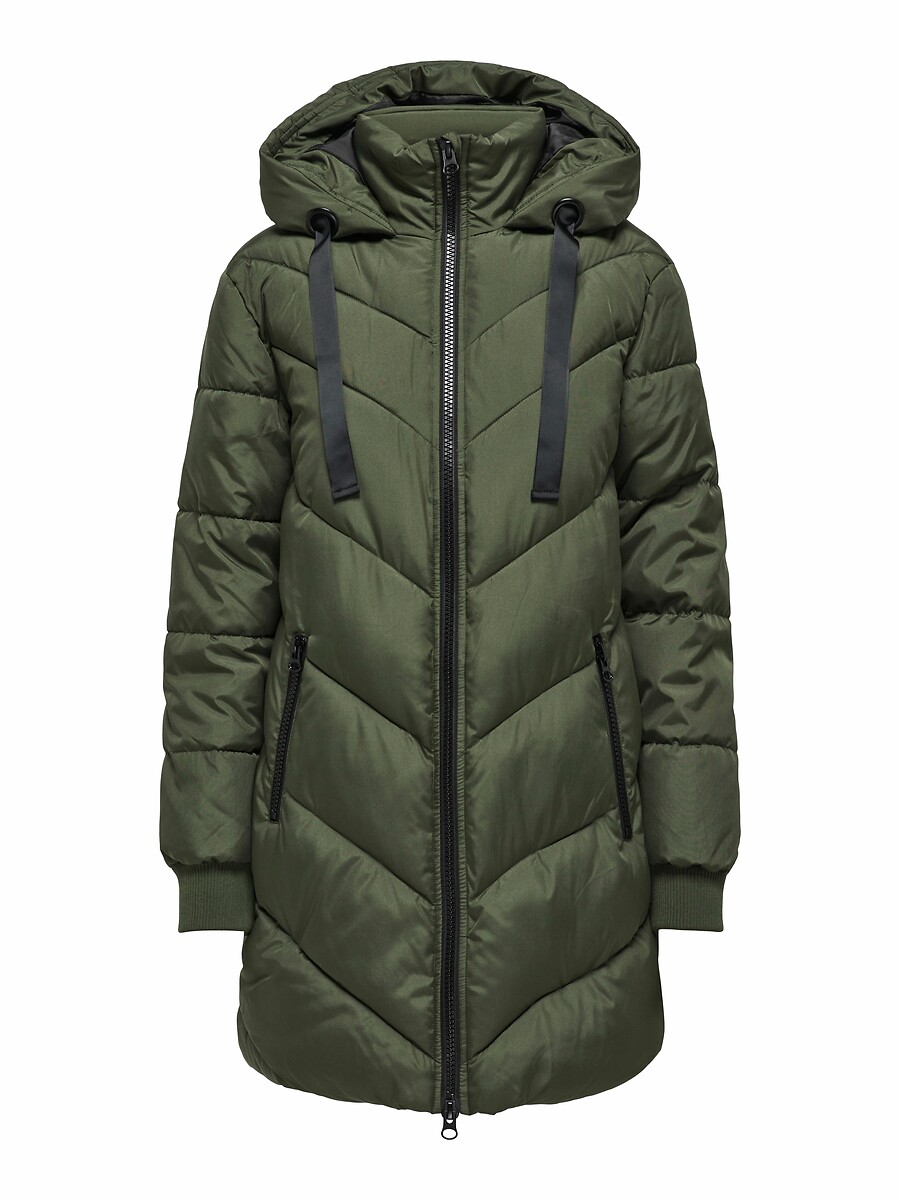 JDY<br>Jaqueta comprida de plumas com capa