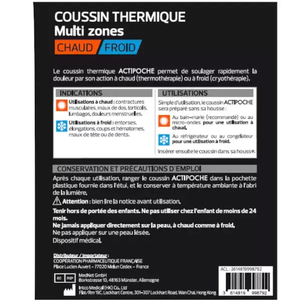 Almofada térmica Actipoche para contraturas musculares, modelo em gel médio