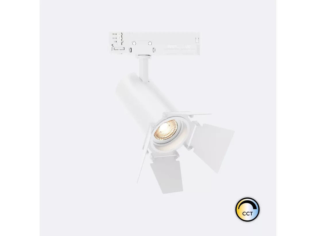 Spot LED Fasano Cinéma 30W CCT pour Rail Triphasé Dimmable Blanc (2700K - 3200K - 4000K) Sélectionnable