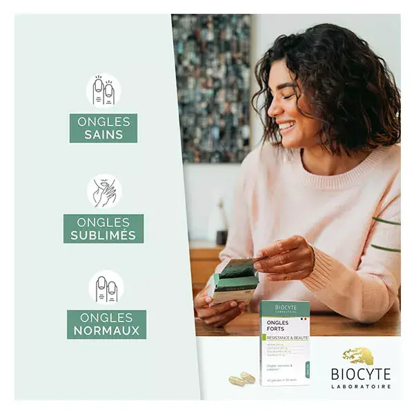 Biocyte Strong Nails Queratina, Resistência ao Litotâmio e Beleza 40 cápsulas