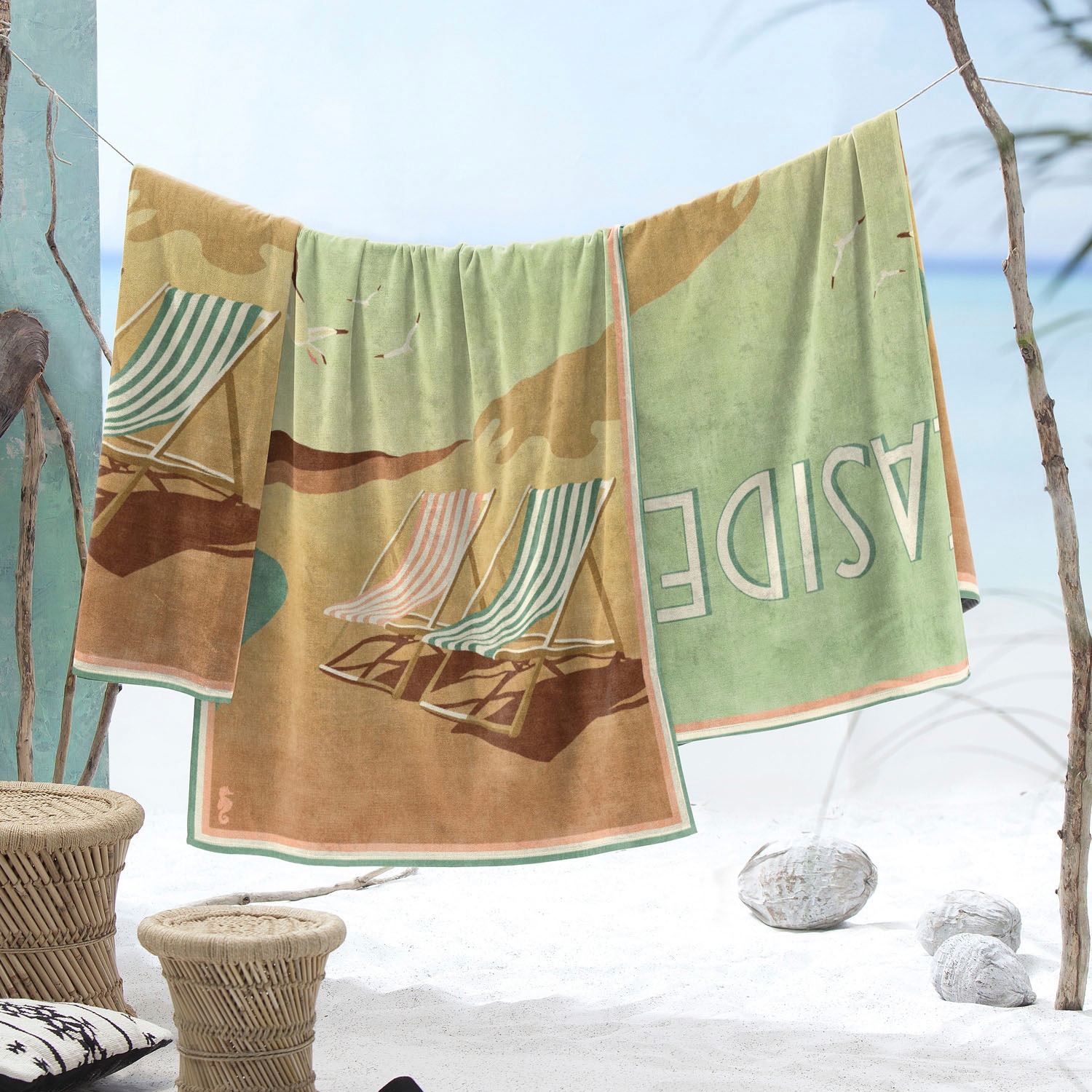 Seahorse Strandtuch »Blackpool« 90x170, für Pool und Sauna, mit Vintage Aufdruck, Strandstuhl