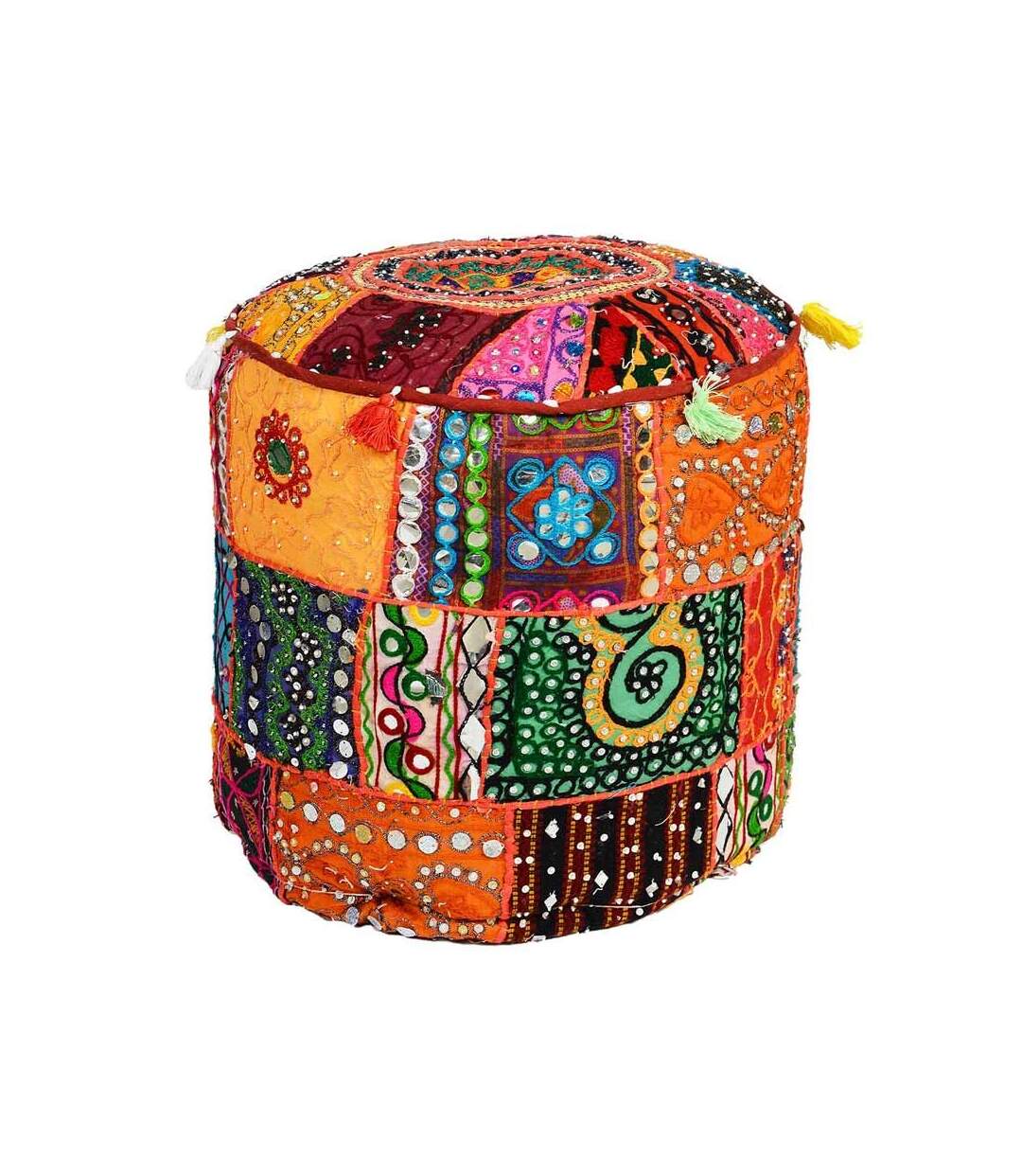 Paris Prix - Pouf En Tissu Imprimé india 40cm Multicolore