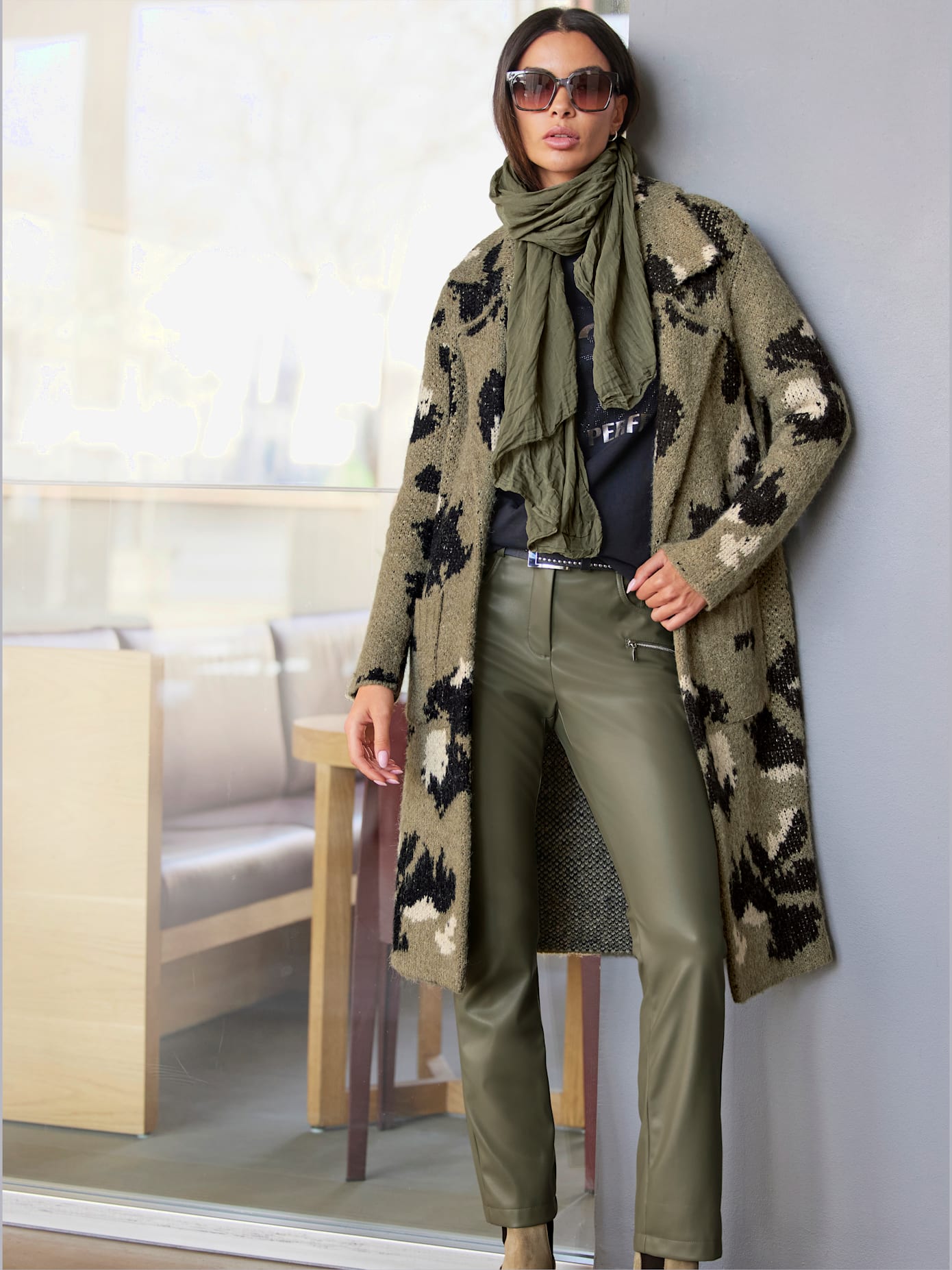 Manteau en tricot tricot jacquard de qualité