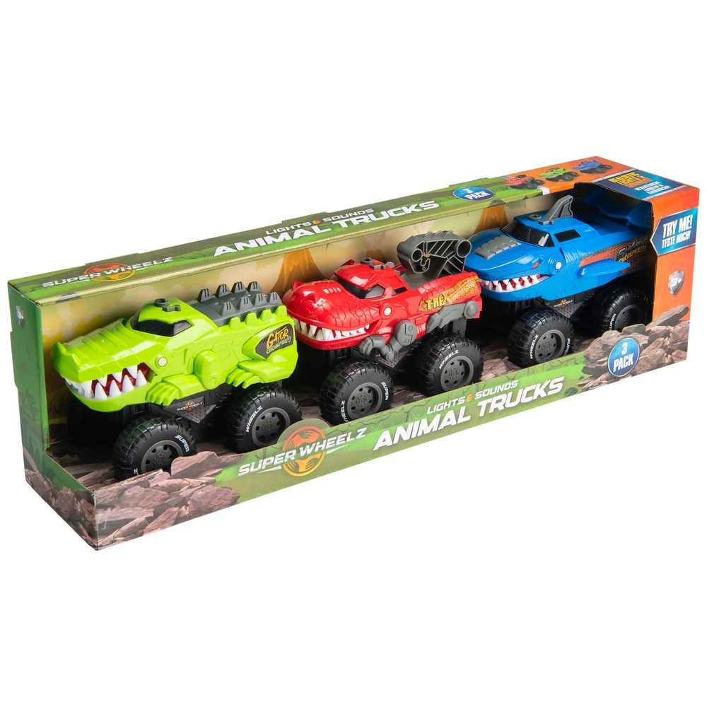 Super Wheelz Licht- und Sound-Tiermonster-Truck 3er-Pack