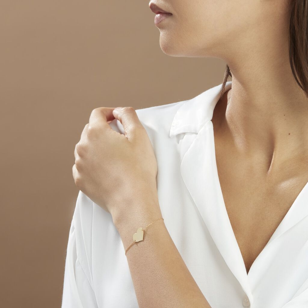 Bracelet Coeur Gravable Or Jaune