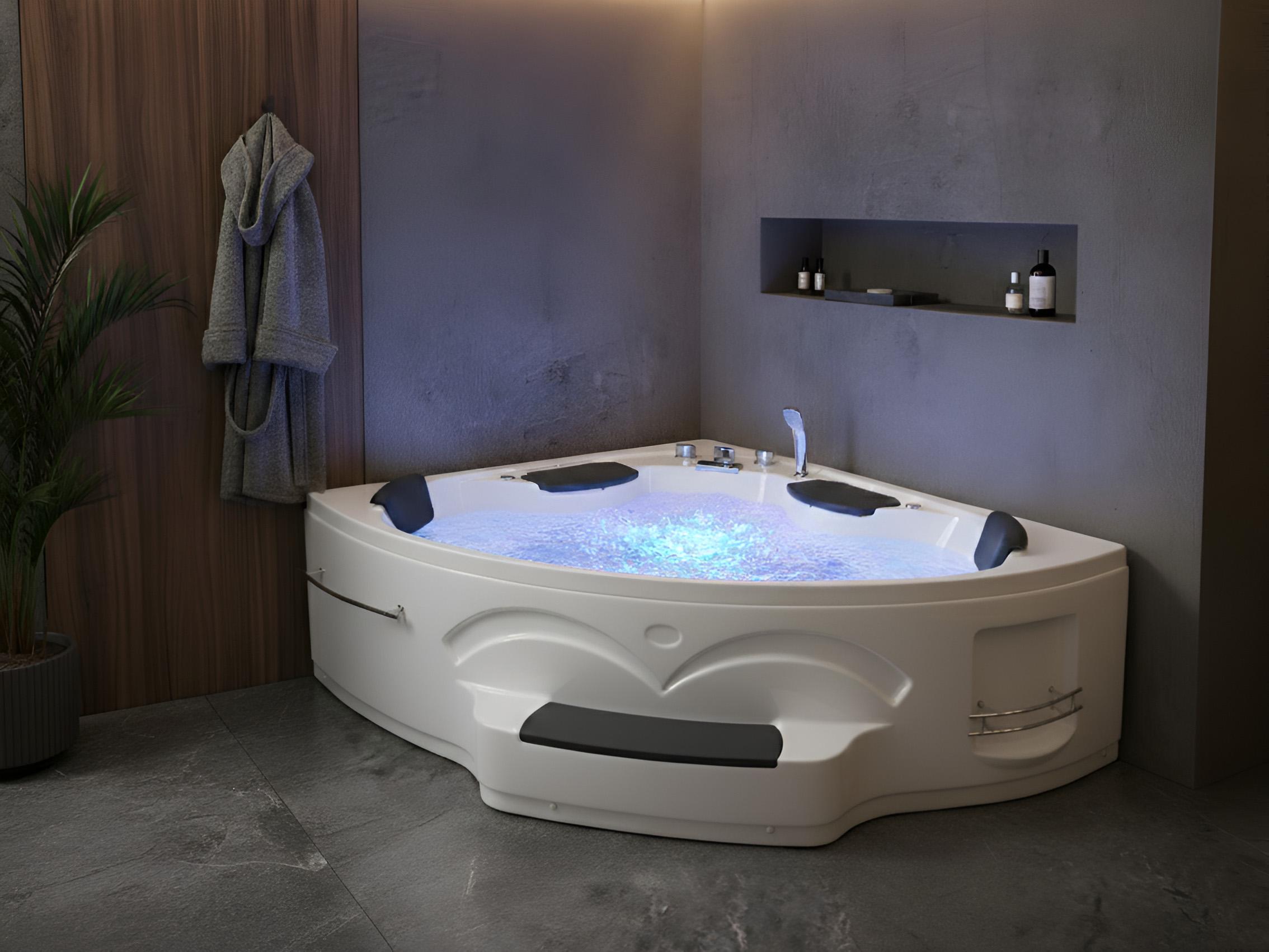 Hoek bubbelbad met LED CUYABENO 211 x 150 cm Wit