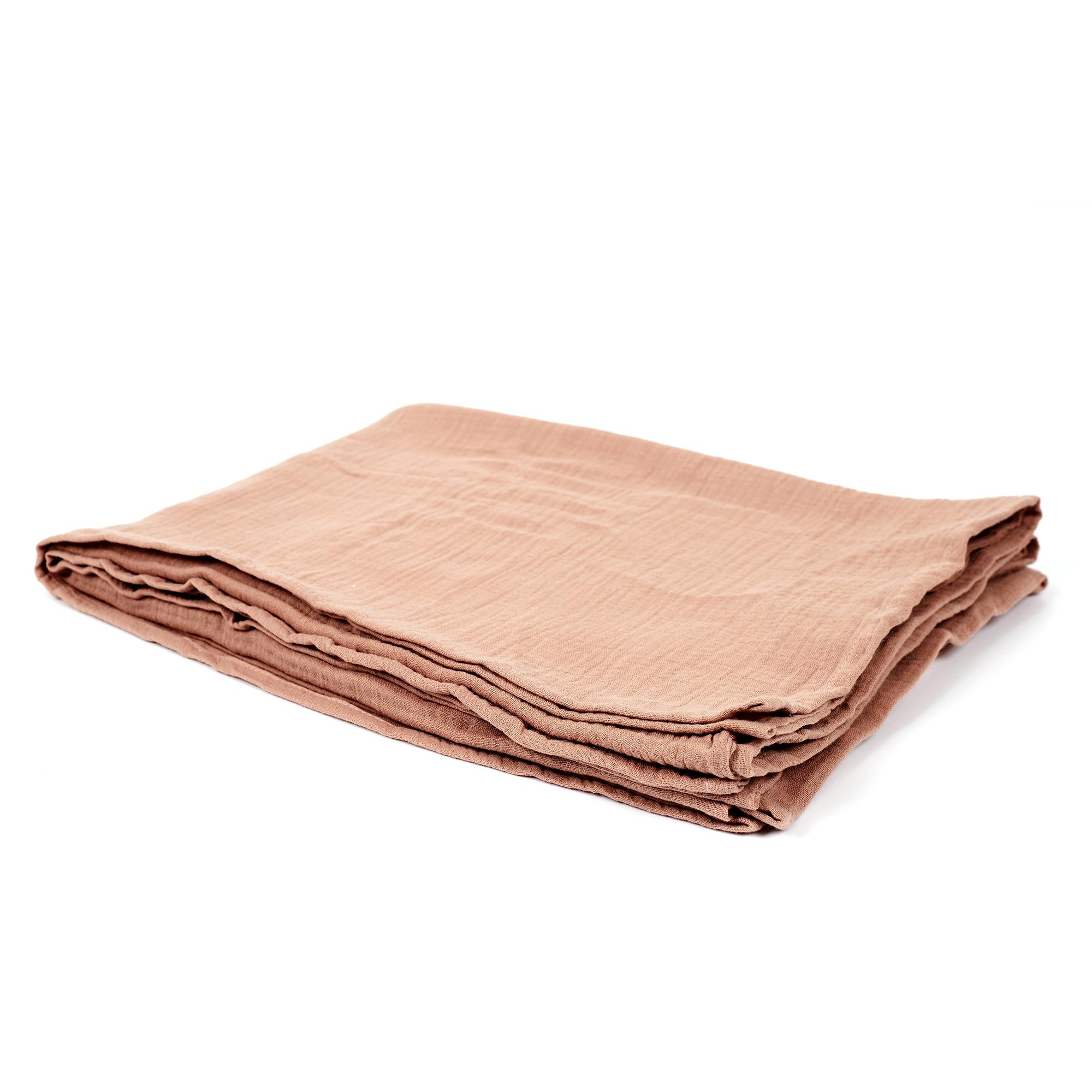 PLAID GAZE DE COTON ROSE LITCHI 120X150CM
