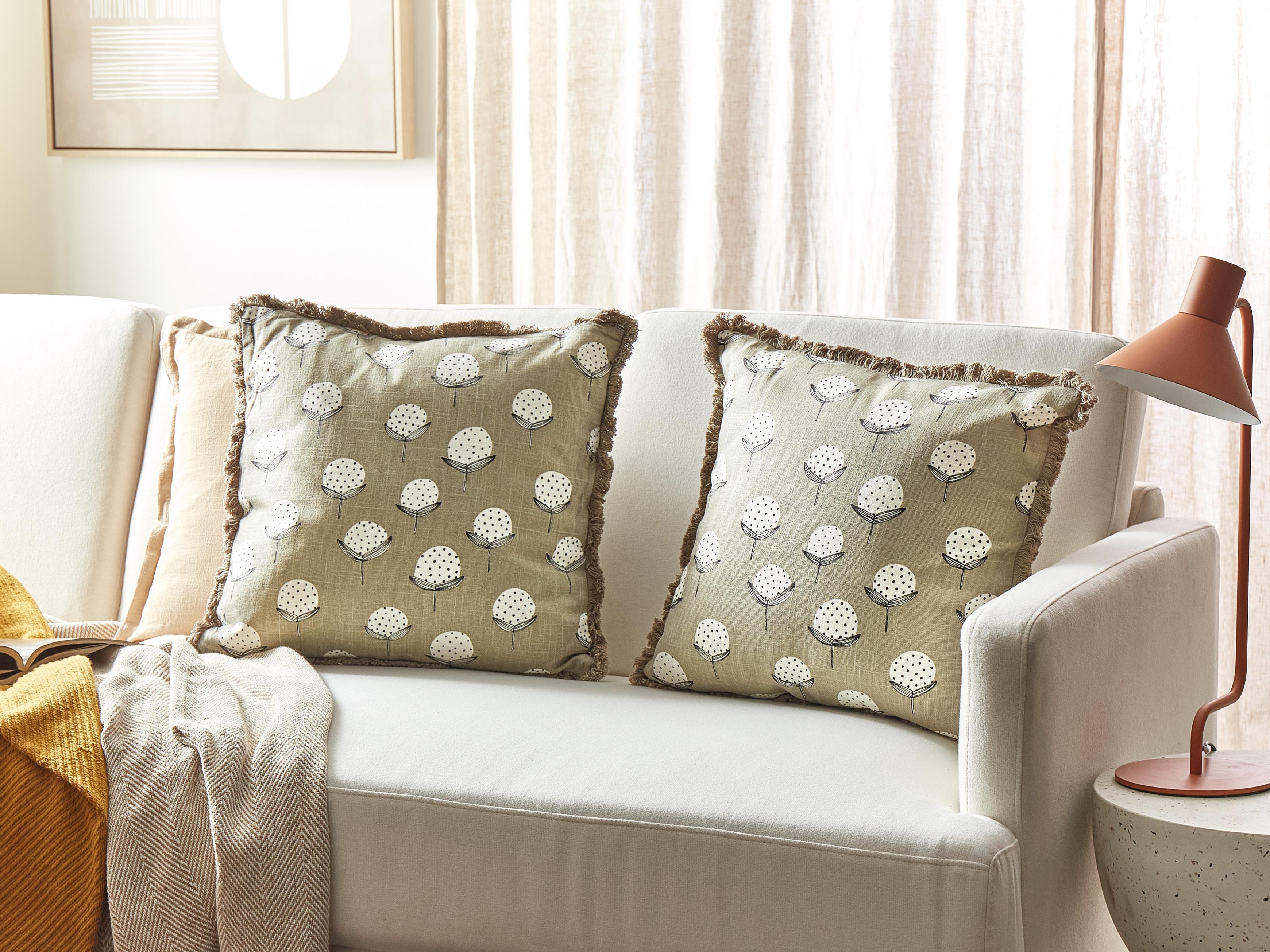 Set van 2 sierkussens PSILOTALES Katoen 45 x 45 cm Beige bloempatroon