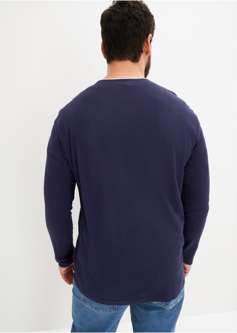 T-shirt col Henley à imprimé, manches longues