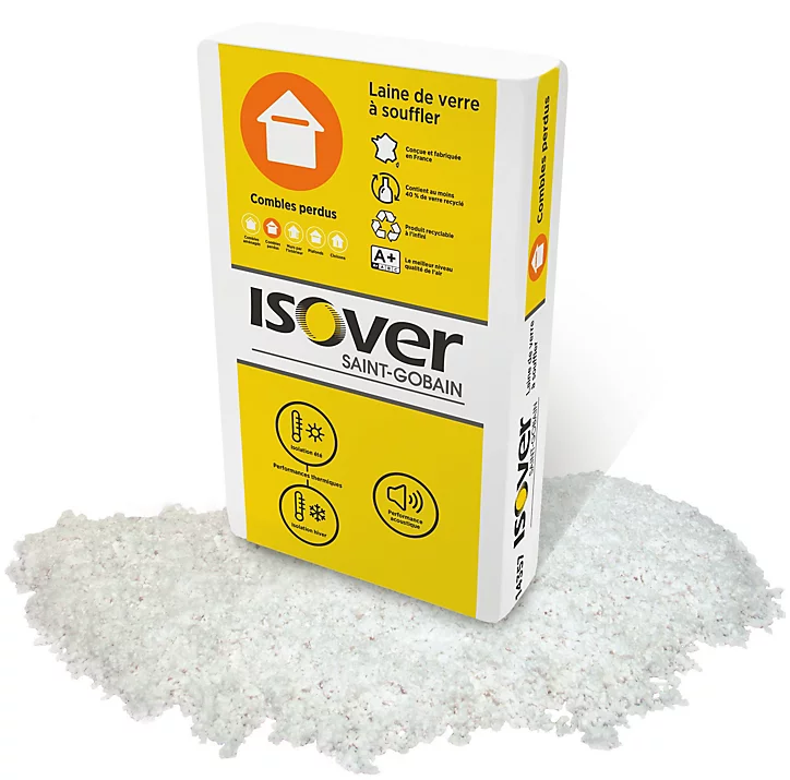 Laine de verre à souffler Isover Techwool 17,3kg R. 7 m²K/W (vendu au sachet)