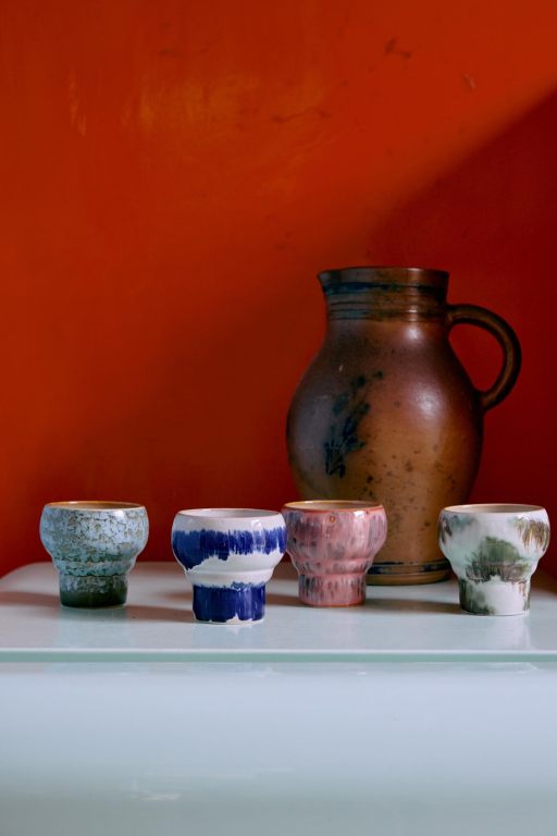 HKliving 70's Ceramic Lungo koffie mok set van 2 basalt