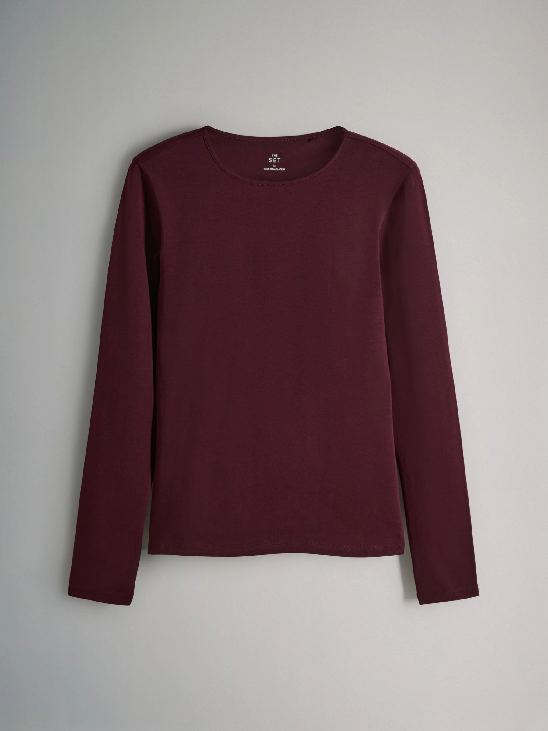 Zwart/Strepen/Bessenrood/Middenroze/Crème - The Set - 5 T-shirts met lange mouwen en ronde hals