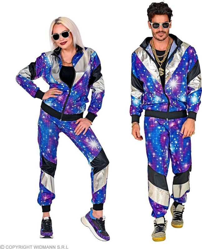 Widmann Jaren & 90 Kostuum Discobal Sparkle 80s Kostuum Blauw, Zilver Carnavalskleding Verkleedkleding
