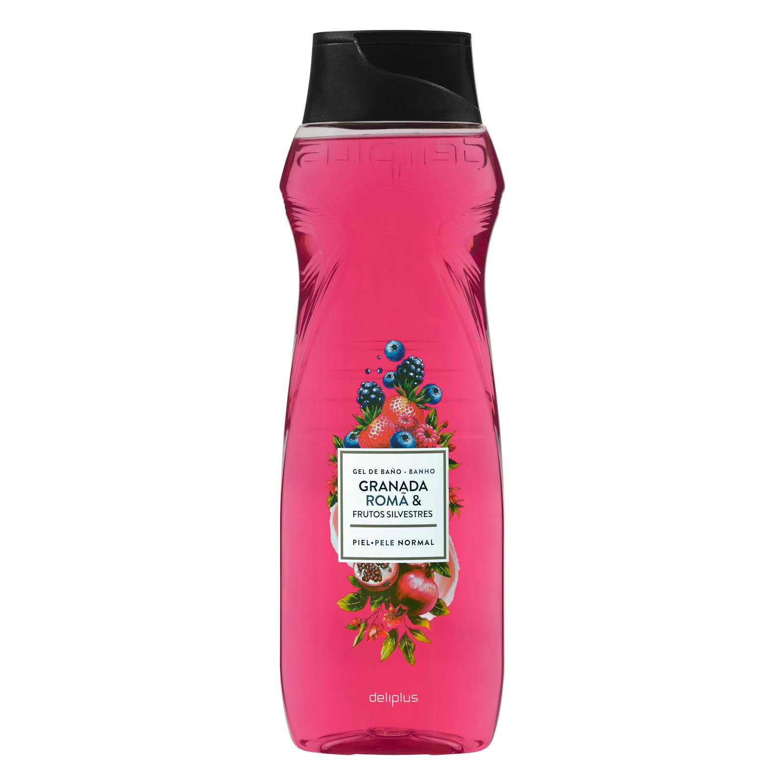 Gel de bain Deliplus à la grenade et aux baies sauvages pour peaux normales