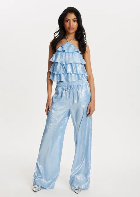 Halter top met glans blauw (BLW.L)